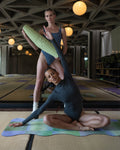 Yoga session with the Hercule Studio x Leslie David Breathe In design mat, non-slip suede for vinyasa, limited edition