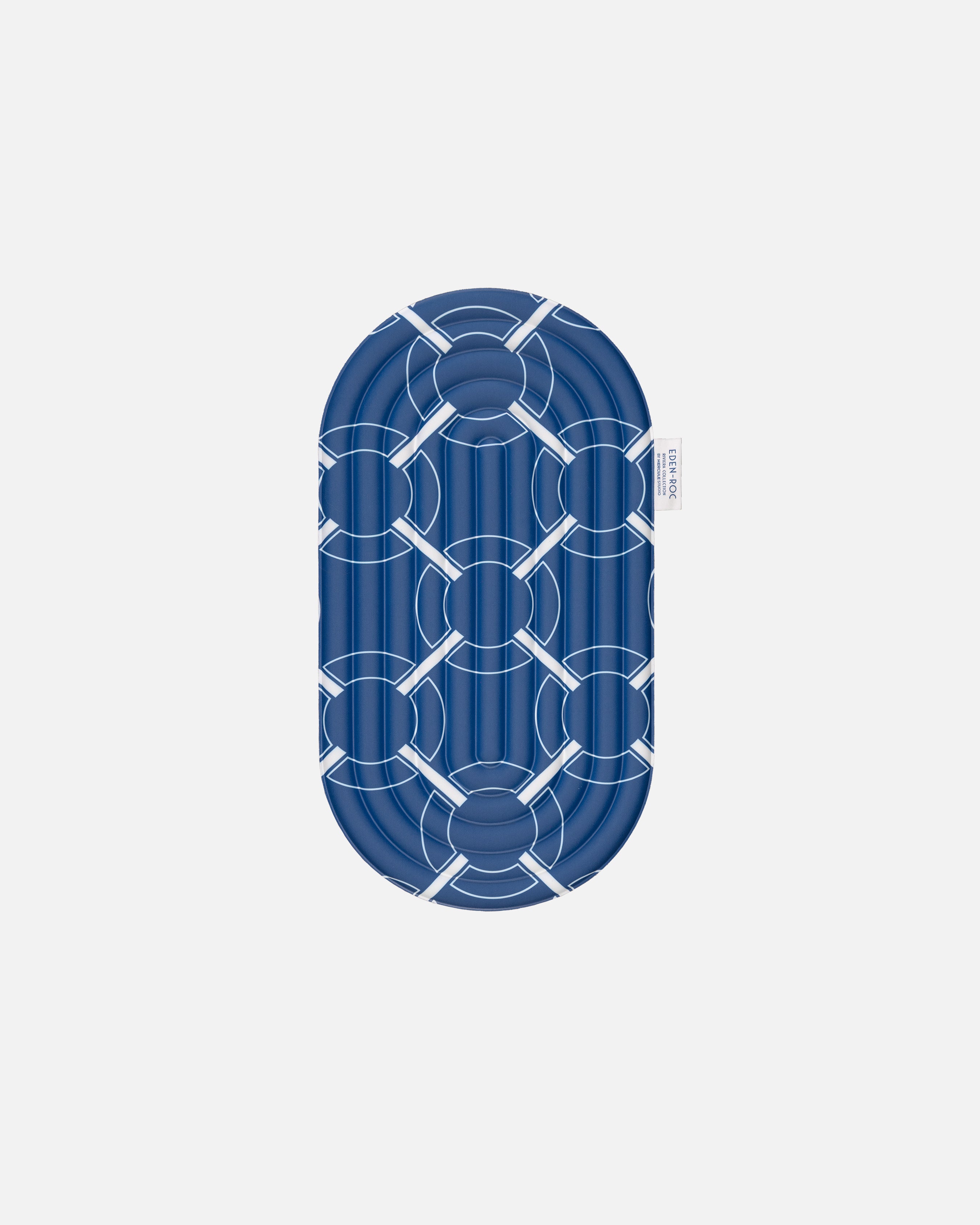 Hercule Studio Galé comfort pad – blue monogram portable 3-in-1 mini mat – ideal for knees, elbows, glutes, Pilates or Reformer, durable French design, unrolled view