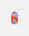 Hercule Studio Galé pad unrolled with informational lines – red and purple printed (Axel) 3-in-1 mini mat – ergonomic for knees, elbows, glutes, portable and multi-use, Pilates/Reformer compatible, durable French design