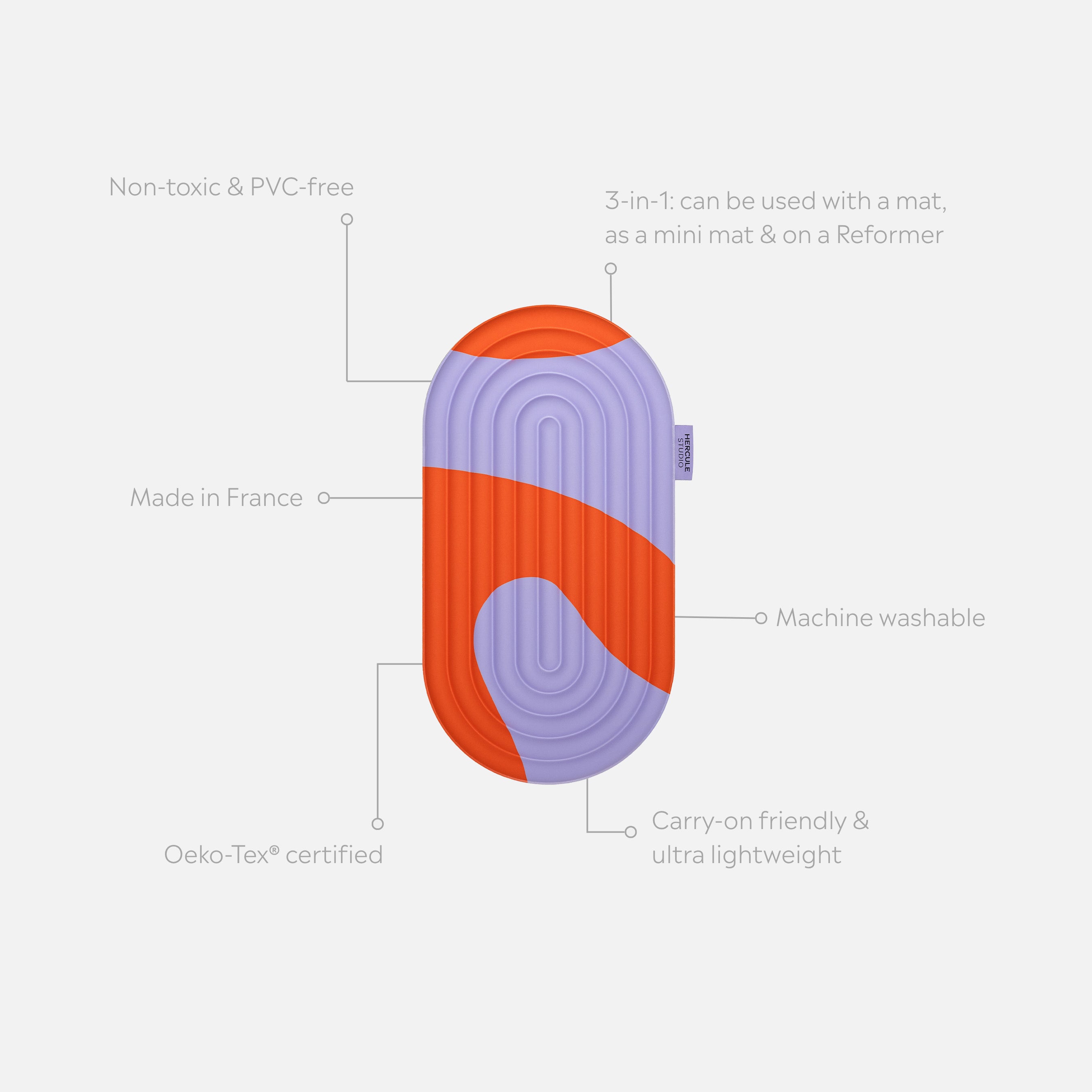 Mini tapis de sol pad de confort de la marque hercule studio modèle galé couleur axel packshot déplié avec éléments de réassurance