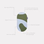 Pad Galé Hercule Studio déplié avec traits d'information – mini tapis 3‑en‑1 imprimé kaki et bleu (Axel) – ergonomique pour genoux, coudes, fessiers, multi-usage nomade, compatible Pilates/Reformer, design français durable