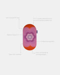 Hercule Studio Galé mini mat unrolled with trust elements – limited edition Spring in collaboration with Univers Uchronia, pink background with large flower – portable 3-in-1 comfort pad, ergonomic support for knees, elbows, glutes, Reformer compatible, durable design made in France