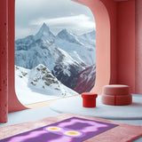Mini tapis de sol pad de confort de la marque hercule studio et uchronia modèle galé imprimé fall sur tapis de sport archy imprimé winter shooting lifestyle sur décor eneigé  réalisé par l'intelligence artificielle