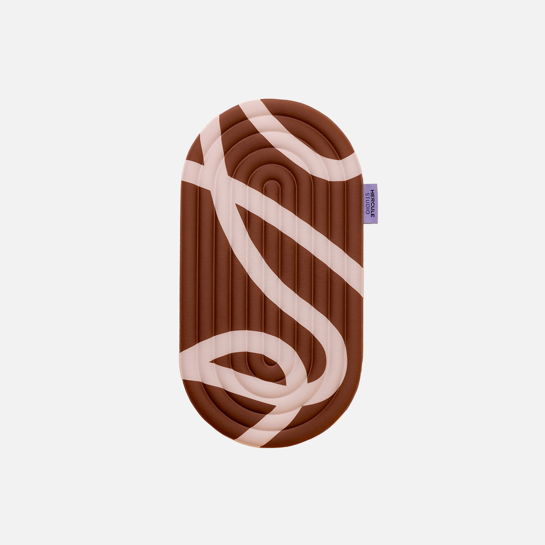 Mini tapis de sol pad de confort de la marque hercule studio modèle galé imprimé bari couleur choco packshot déplié