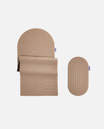 Set Confort avec Tapis de sport Archy de la marque Hercule Studio couleur Dune et mini tapis de sport Galé couleur Dune photo packshot fond blanc