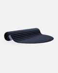 Hercule Studio Archy navy design sport mat, durable mat for Pilates and fitness, made in France, half rolled view
