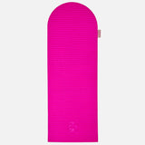 Tapis de sport en édition limitée Hercule Studio x From Future Candy Pink, tapis de sol fitness en cachemire rose fuchsia 100 %, design innovant et premium pour pilates, gym et étirements, vue dépliée