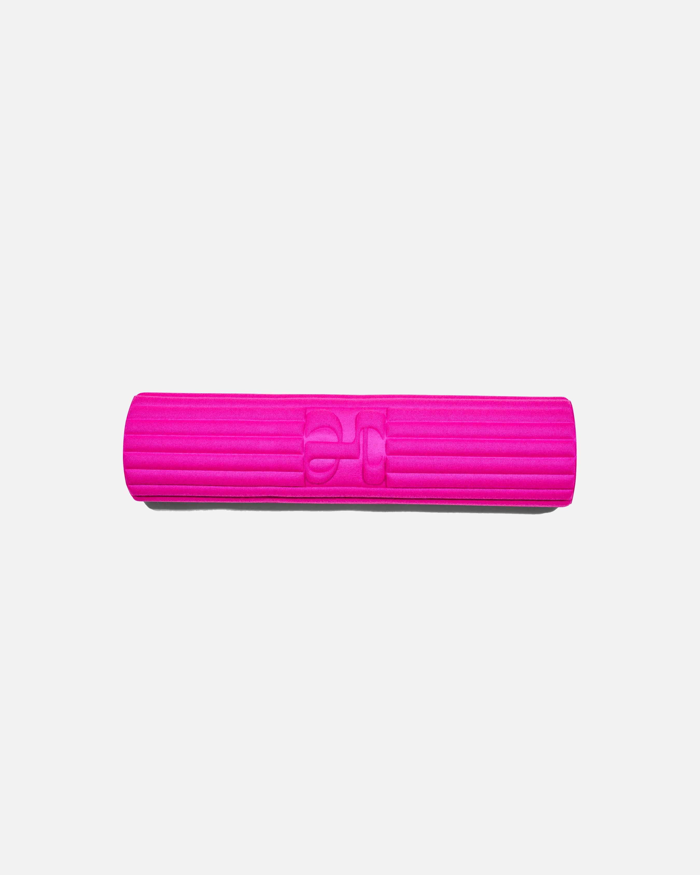 Hercule Studio x From Future Candy Pink cashmere sport mat, premium fuchsia pink fitness mat, soft and innovative material, rolled view