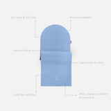 Tapis de sol pour le fitness le yoga et le pilates de la marque hercule studio modèle archy couleur blue jean packshot semi déplié avec éléments de réassurance