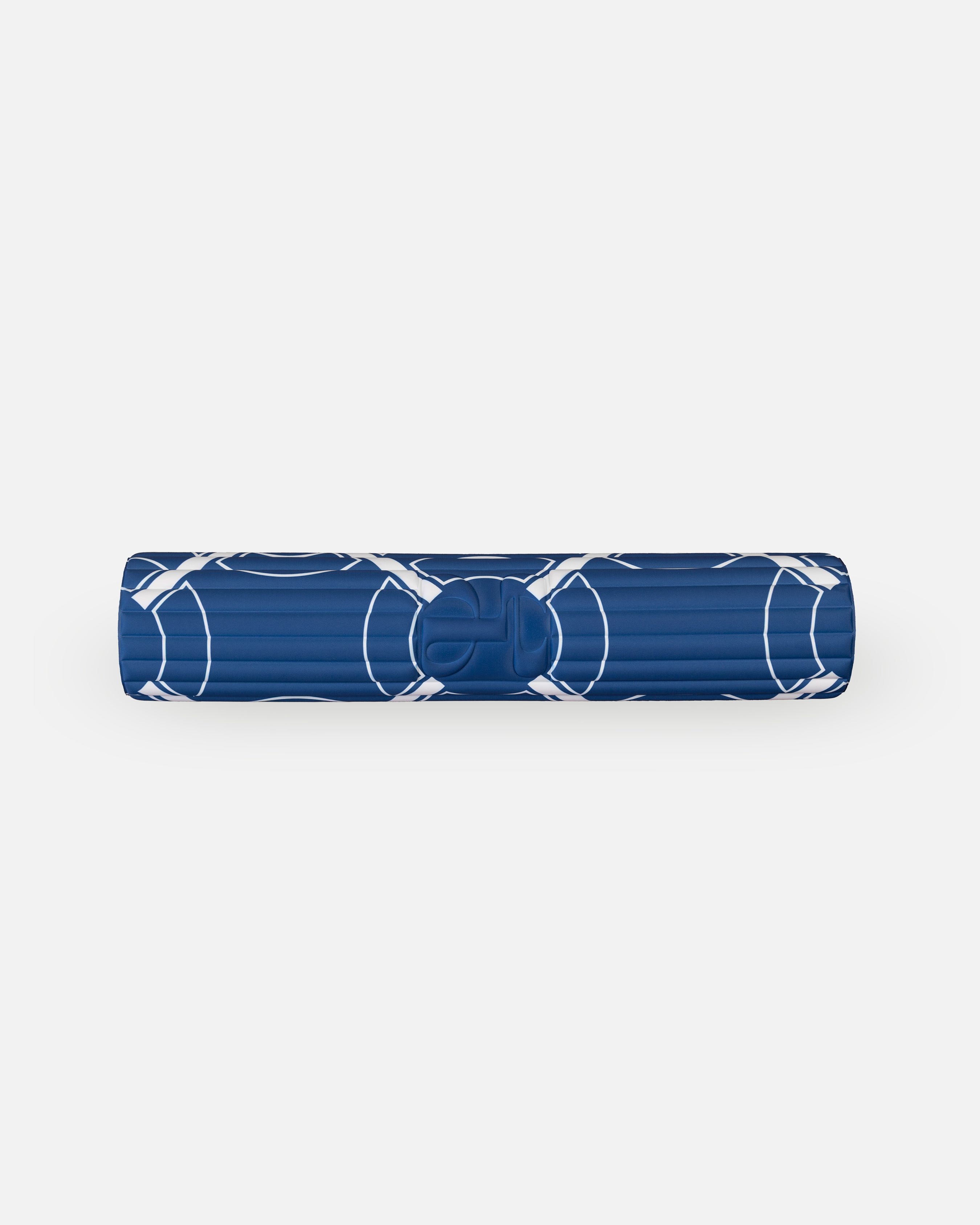 Hercule Studio Archy blue Eden roc monogram arch-shaped sport mat in limited edition, durable and machine-washable fitness mat, deep elegant color, rolled view
