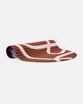 Hercule Studio Archy brown and ecru printed (Bari Choco) design sport mat, durable mat for fitness and Pilates, half rolled view