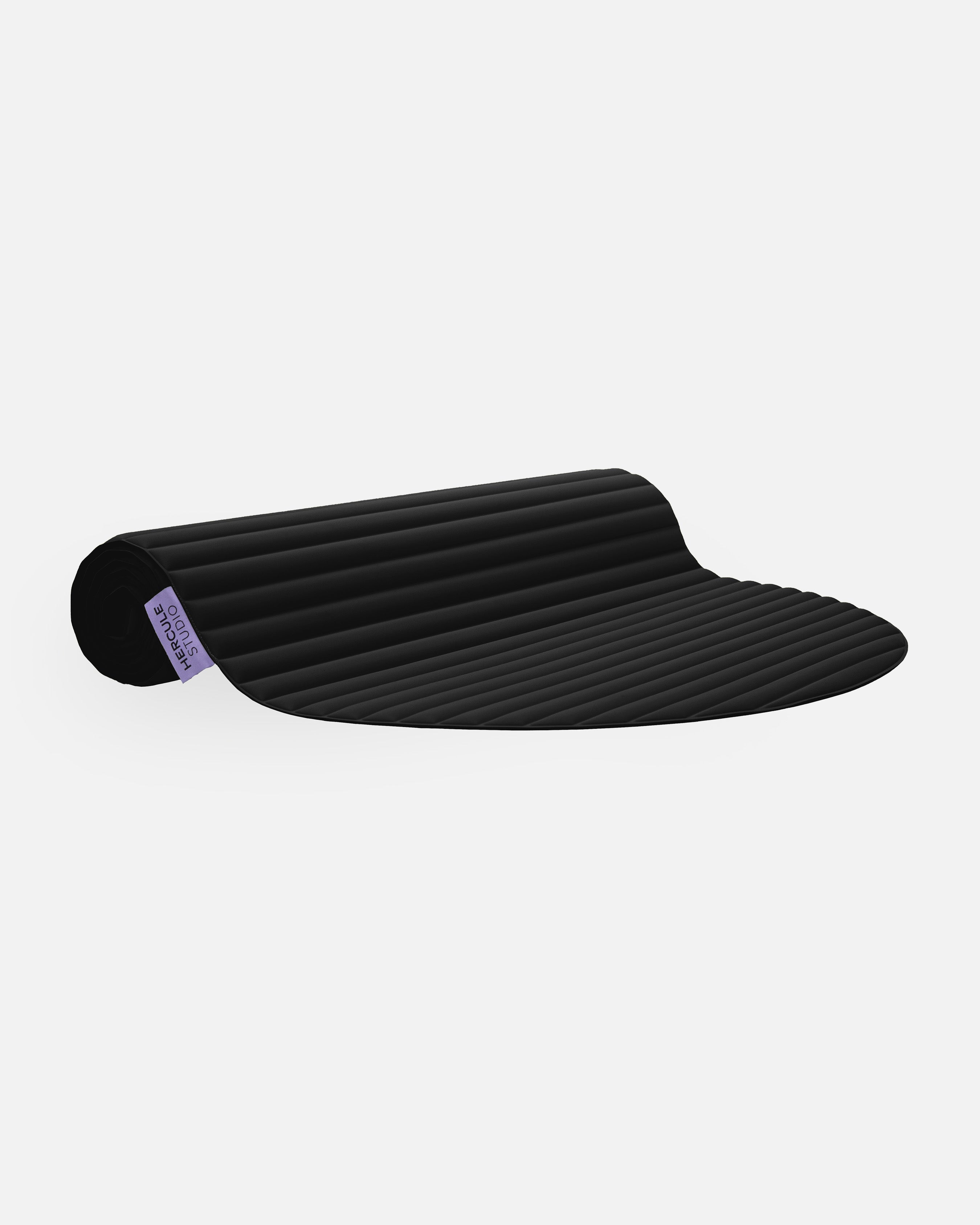 Hercule Studio Archy Midnight Black design sport mat, durable mat for fitness and Pilates, half rolled view