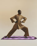 Gym session with Hercule Studio Archy Winter purple mat, limited edition for yoga and floor exercises