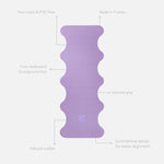 Tapis de sol pour le yoga de la marque hercule studio modèle mar couleur lavande packshot déplié avec éléments de réassurance