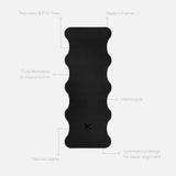 Mar Midnight Black yoga mat unrolled with trust elements, non-slip natural rubber, intensive yoga performance