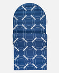Hercule Studio Archy blue Eden roc monogram arch-shaped sport mat in limited edition, durable premium Made in France design mat for fitness, Pilates and stretching, half unrolled view
