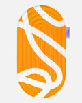 Hercule Studio Galé pad – orange and ecru printed (Bari Orange Pop) portable 3-in-1 mini mat – ergonomic support for knees, elbows, glutes, Pilates Reformer compatible, durable design, unrolled view