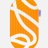 Hercule Studio Galé pad – orange and ecru printed (Bari Orange Pop) portable 3-in-1 mini mat – ergonomic support for knees, elbows, glutes, Pilates Reformer compatible, durable design, unrolled view