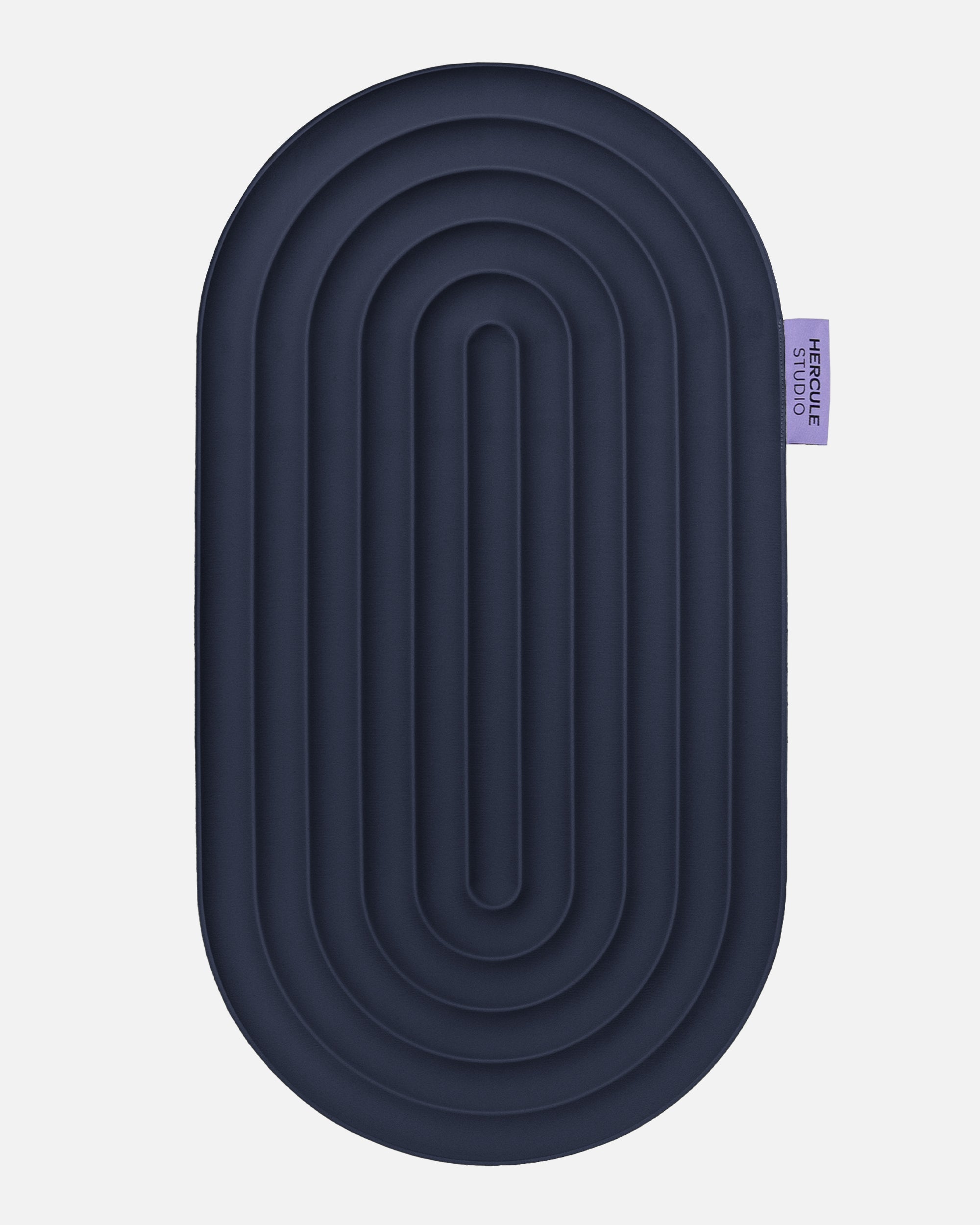 Hercule Studio Galé comfort pad – navy blue portable 3-in-1 mini mat – ideal for knees, elbows, glutes, Pilates or Reformer, durable French design, unrolled view