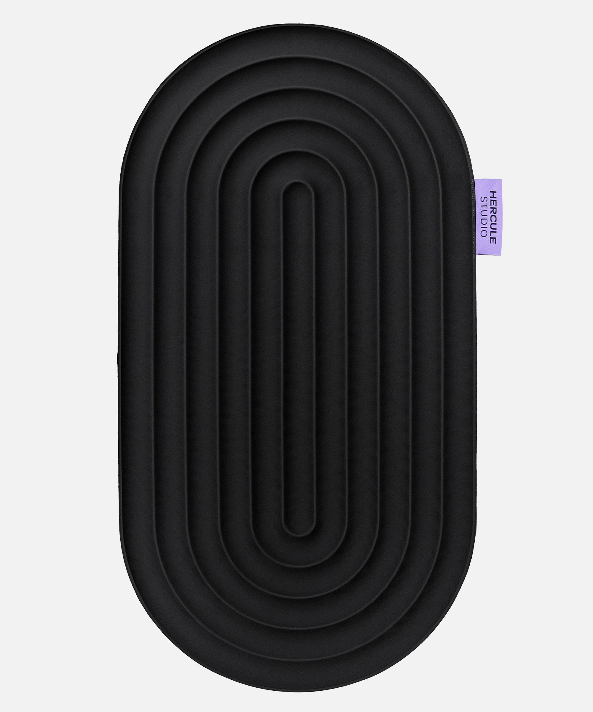Hercule Studio Galé mini sport mat – Midnight Black ergonomic 3-in-1 comfort pad – ergonomic support for knees, elbows, glutes, ideal for Pilates and Reformer, durable French design, unrolled view