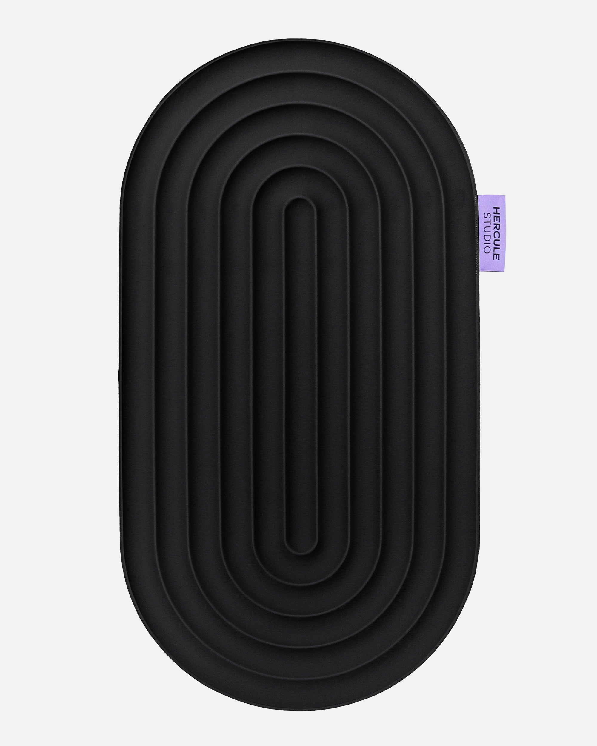 Hercule Studio Galé mini sport mat – Midnight Black ergonomic 3-in-1 comfort pad – ergonomic support for knees, elbows, glutes, ideal for Pilates and Reformer, durable French design, unrolled view