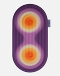 Hercule Studio Galé mini mat unrolled – limited edition Fall in collaboration with Univers Uchronia – purple background with 2 orange circles – portable 3-in-1 comfort pad, ergonomic for knees, elbows, glutes, Pilates/Reformer compatible, durable French design
