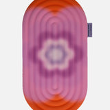 Hercule Studio Galé mini mat unrolled – limited edition Spring in collaboration with Univers Uchronia – pink background with large flower – portable 3-in-1 comfort pad, ergonomic support for knees, elbows, glutes, Reformer compatible, durable design made in France