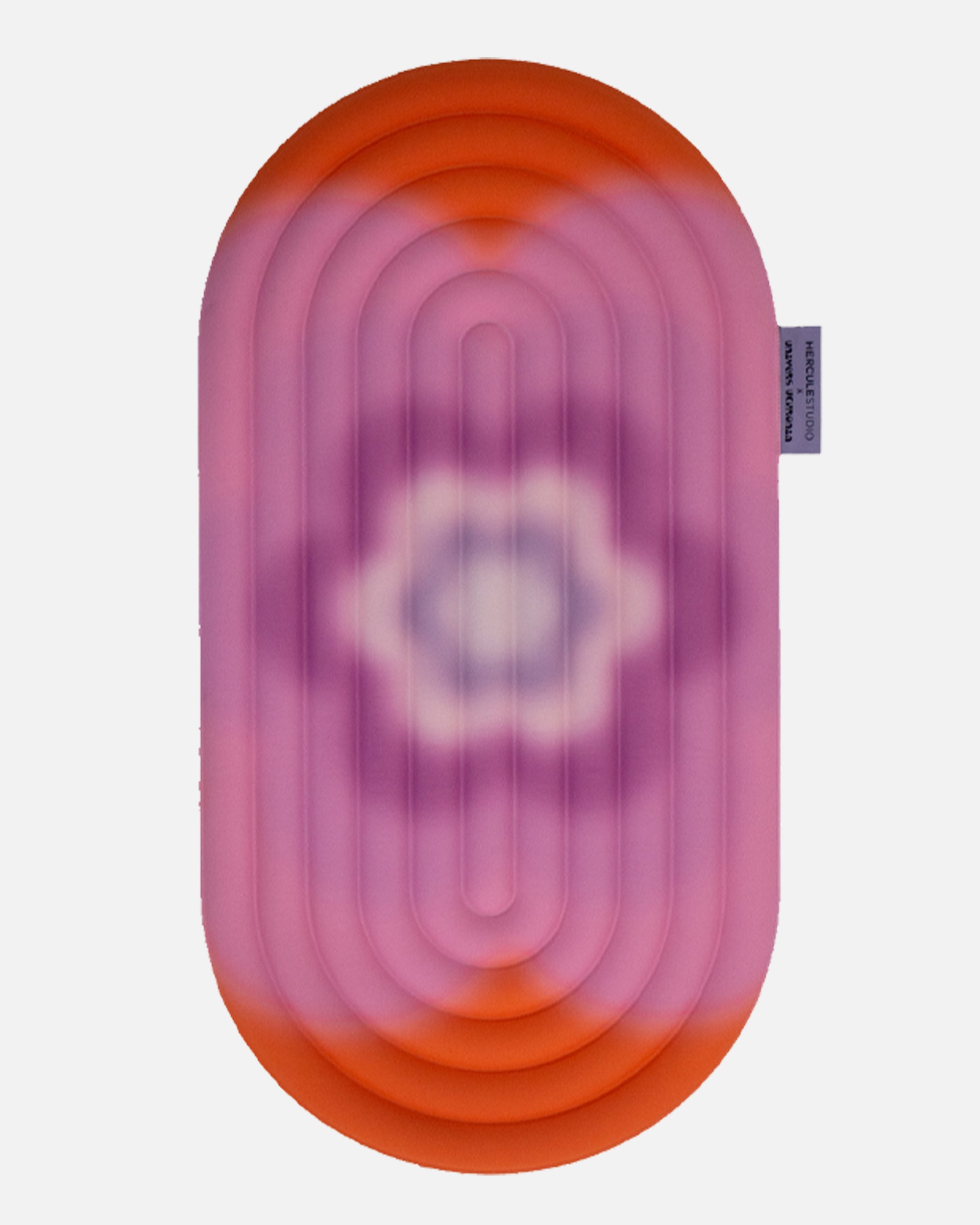 Hercule Studio Galé mini mat unrolled – limited edition Spring in collaboration with Univers Uchronia – pink background with large flower – portable 3-in-1 comfort pad, ergonomic support for knees, elbows, glutes, Reformer compatible, durable design made in France