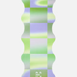 Hercule Studio x Leslie David Breathe In yoga mat unrolled, machine-washable suede, blue-green-silver artistic design in limited edition